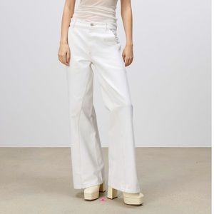 Zara Oyster White Super Wide Leg Jeans